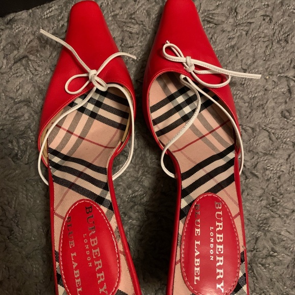 Burberry London Blue Label Kitten Heels Mules - Picture 2 of 4